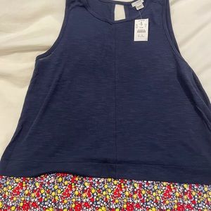 Never worn navy/floral j.crew tank top size large